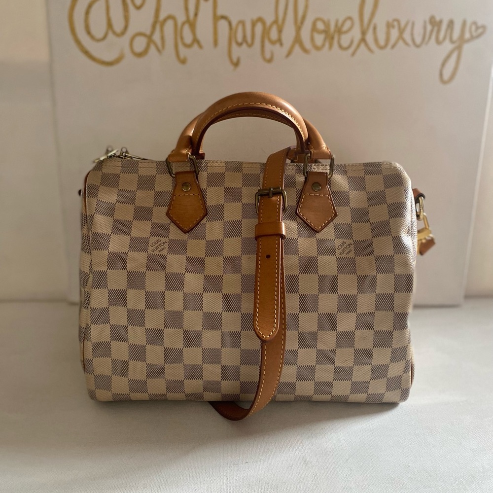 LOUIS VUTTON SPEEDY BANDOULIERE AZUR 30STRAP 🔐 WITH DUST BAG & MATCH WALLET - Picture 2 of 14